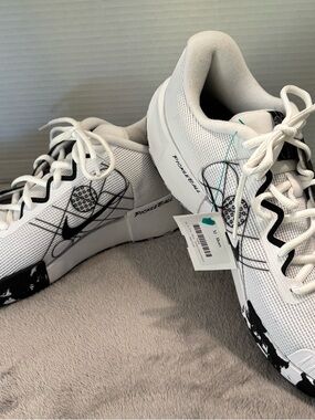 Nike White and Black Pickleball Court Sneakers